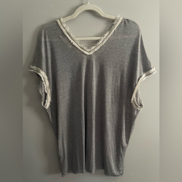 All Saints Gray Top Fringe Detail - Picture 4 of 6